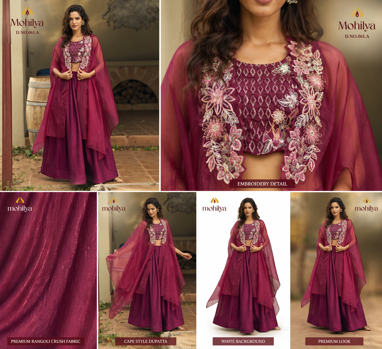 Women maroon embroidered Roman silk ethnic gown set with dupatta for festive wear