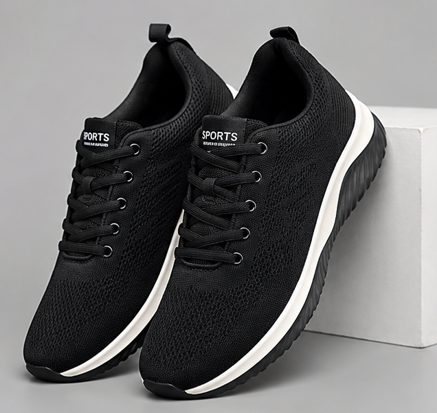 Black Unisex Casual Shoes with Memory Foam Comfort Sole - Image 3