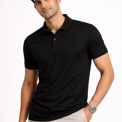 Essential Onyx Pique Polo Shirt Men