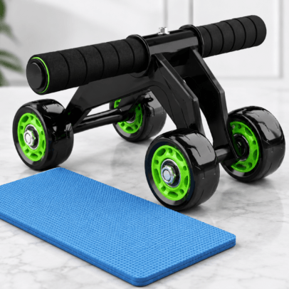 4 wheel ab roller exercise equipment with workout mat for home gym fitness training