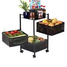 3 Layer Kitchen Rotating Trolley Portable Storage Rack
