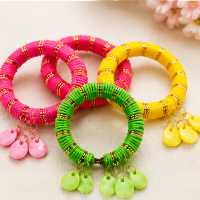 Multicolor Beaded Stretch Bracelet Set for Women & Girls (4 Pieces Set)