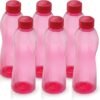 CELLO Crystal water bottles set of 6 with 1000 ml capacity and leakproof transparent design