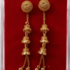 DMG Ornaments gold plated long dangler earrings with traditional bell design for women.