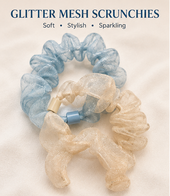 Glitter Mesh Scrunchies Soft Stylish Sparkling Hair Accessories for Women and Girls - Image 4