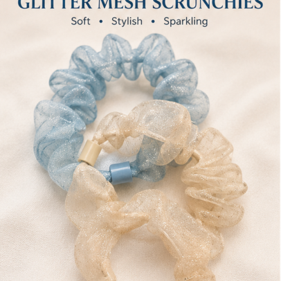 Glitter Mesh Scrunchies Soft Stylish Sparkling Hair Accessories for Women and Girls