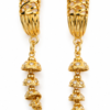 Gold plated designer long drop earrings with decorative hanging beads for women