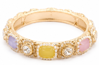 Designer Gold Plated Multicolor Stone Kada Bracelet for Women - Image 3