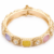 Gold plated multicolor stone kada bracelet with pearl detailing for women