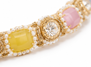 Designer Gold Plated Multicolor Stone Kada Bracelet for Women - Image 5
