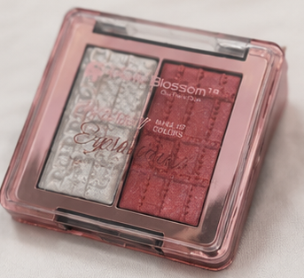 Magic Blush Blossom duo shimmer eyeshadow palette with silver and rose shades