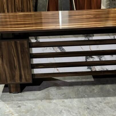 Modern wooden executive office table with premium dark wood finish