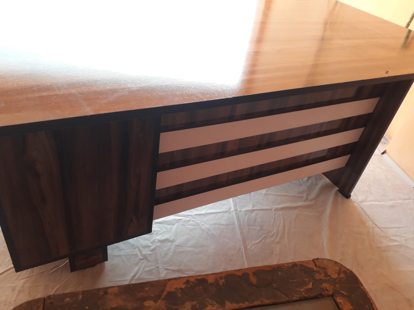 Modern wooden executive office table with premium dark wood finish - Image 3