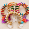 Multicolor beaded charm bracelets set of 4 with colorful beads and decorative hanging charms
