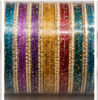 Orna Multicolor Glitter Bangles Set for Women & Girls - Image 3