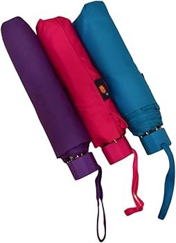 Small multicolor designer umbrella with curved handle and waterproof fabric for men and women