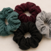 Soft Velvet Scrunchies Hair Bands Pack of 4 in Green, Maroon, Black and Grey Colors