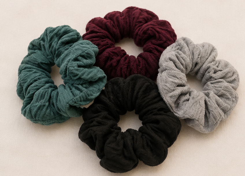Soft Velvet Scrunchies Hair Bands for Girls (4 Pieces Set) - Image 4