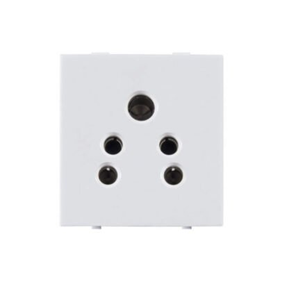 White 16 amp 5 pin modular electrical socket for switch board installation