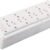 White extension board with long electric wire and multiple power sockets for home and office use