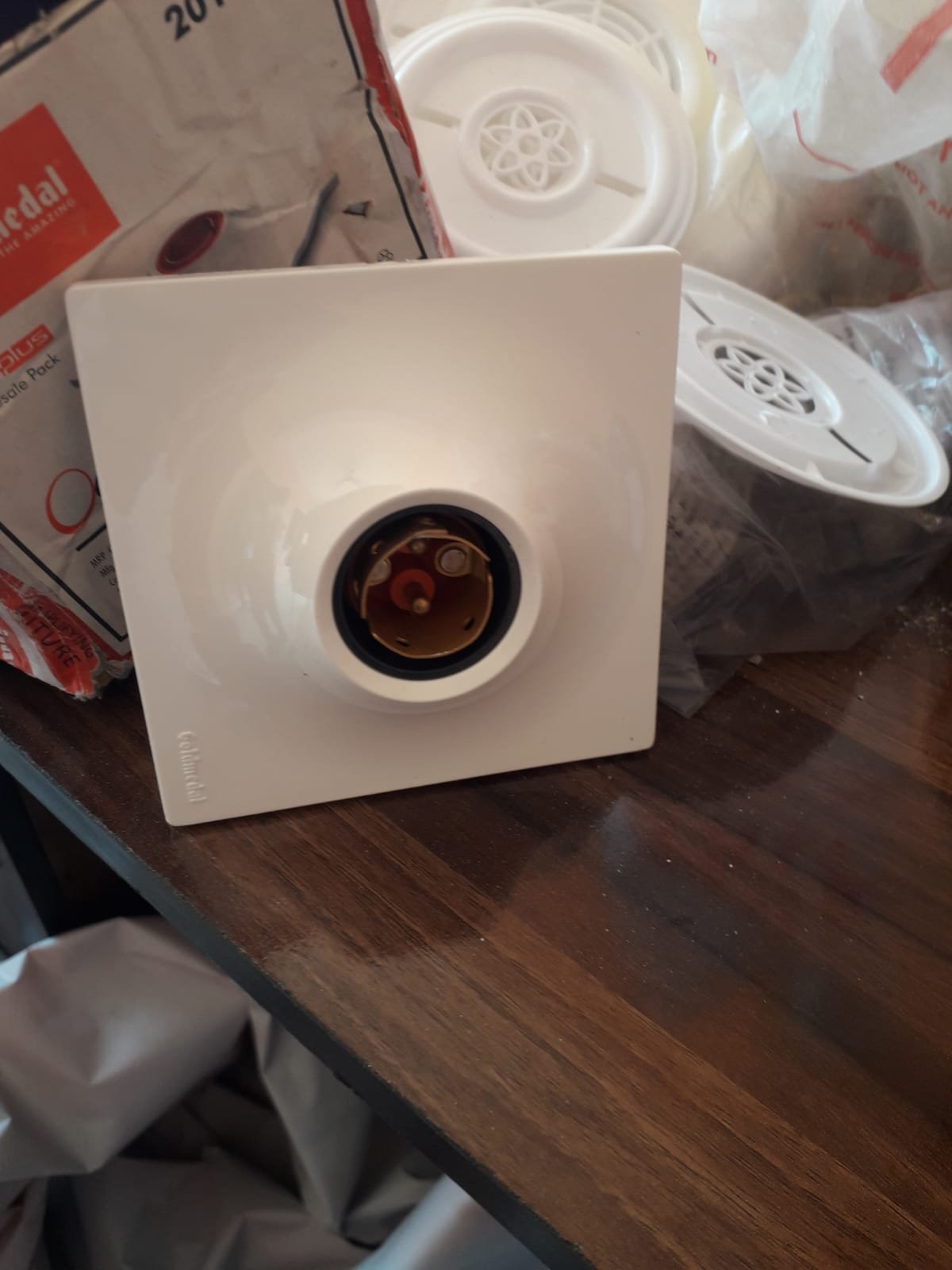 White modular electrical bulb holder socket board for wall installation - Image 5