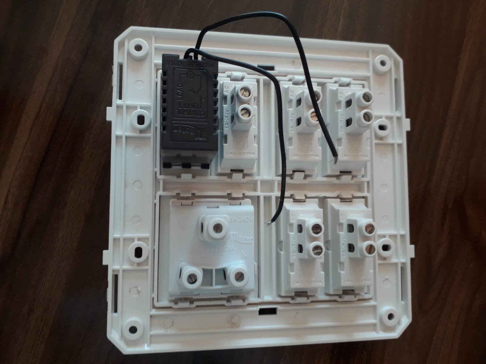 White modular electrical switch board with fan regulator and socket panel - Image 4