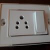 White modular switch socket board with 5 pin electrical socket and switch