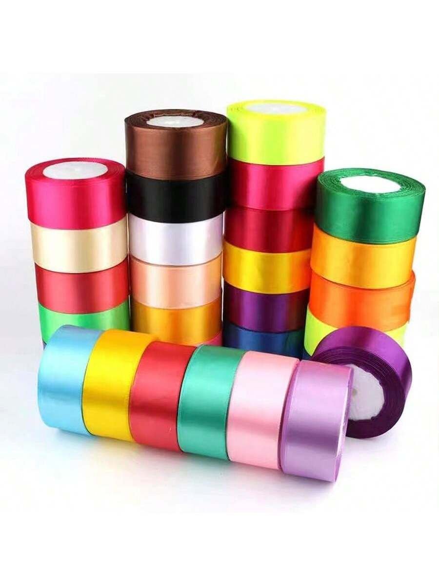 12 color satin ribbon roll set with 120 meters total length and 9mm width double-sided polyester satin ribbon for gift wrapping, craft decoration, sewing, and DIY projects.