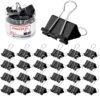 Black Binder Clips 41mm Pack of 24 Strong Metal Paper Clips for Document Filing and Office Organization