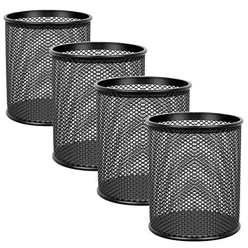 Metal Mesh Pen Stand Holder | Round Desk Organizer for Pens, Pencils & Office Accessories - Image 2