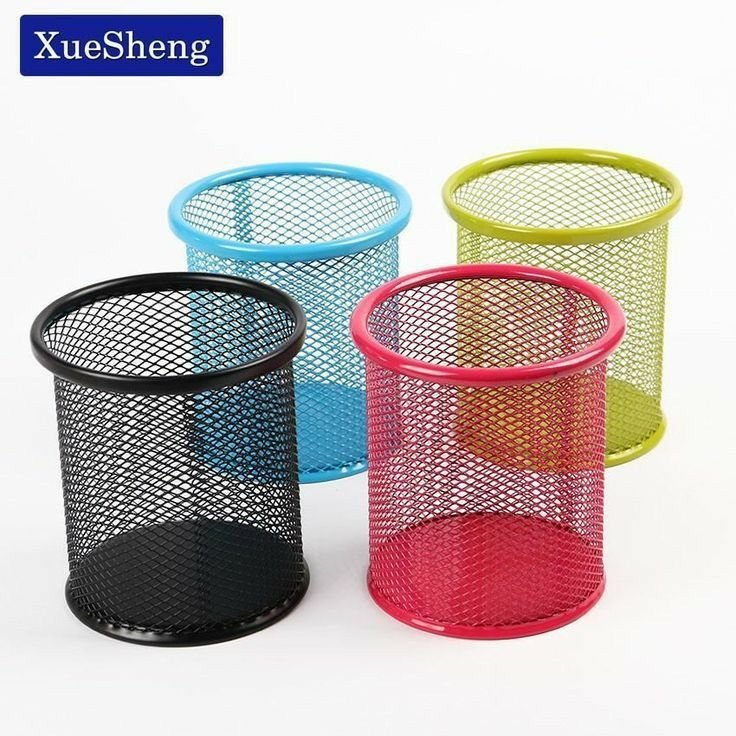 Metal Mesh Pen Stand Holder | Round Desk Organizer for Pens, Pencils & Office Accessories - Image 3