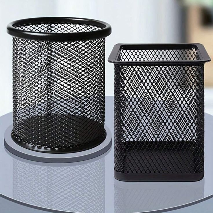 Metal Mesh Pen Stand Holder | Round Desk Organizer for Pens, Pencils & Office Accessories - Image 4