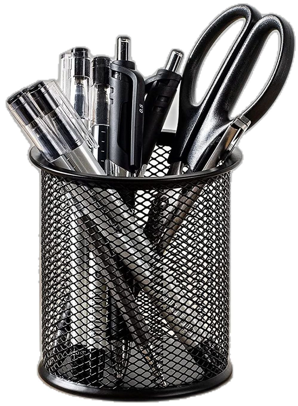 Metal Mesh Pen Stand Holder | Round Desk Organizer for Pens, Pencils & Office Accessories - Image 5