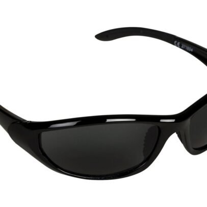 Black wraparound sports sunglasses for men with UV protection lenses designed for driving, cycling, outdoor activities and active lifestyles