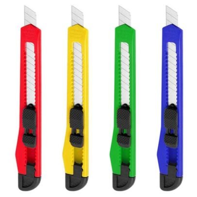 Heavy duty paper cutter knife 5 PCS pack with retractable stainless steel blades for office, school, packaging and craft applications.
