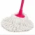 Microfiber cotton floor mop with long pink handle and absorbent white mop head for home cleaning.