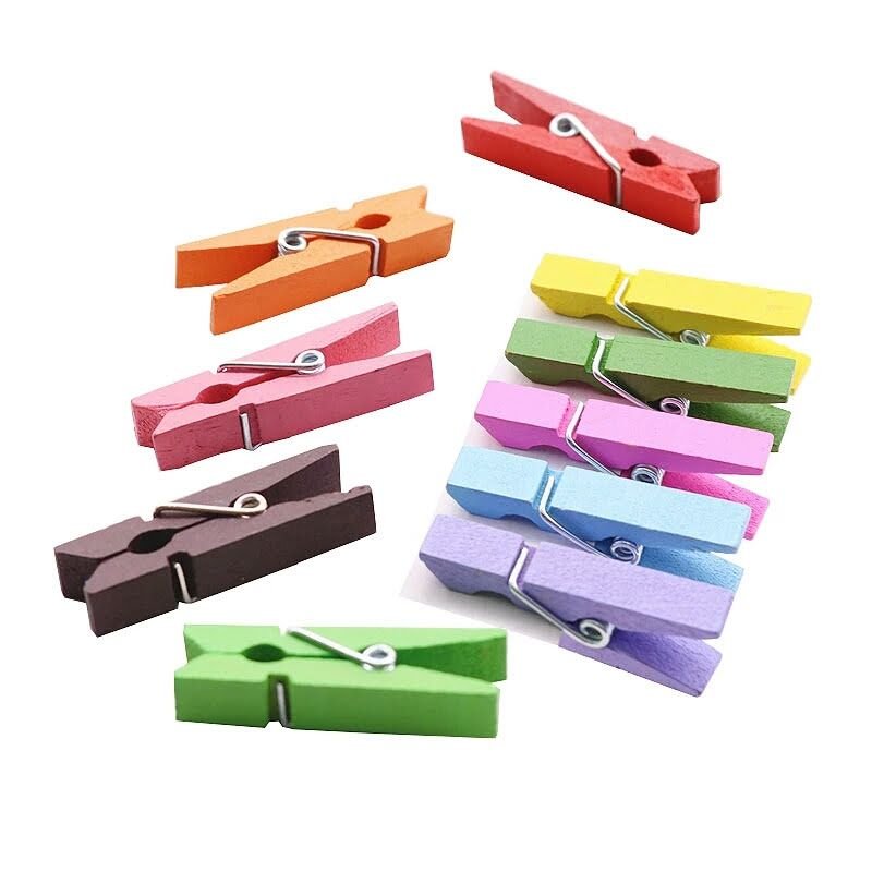 Colorful Wooden Mini Cloth Clips for Craft, Decoration & Photo Hanging (Pack of 50) - Image 5