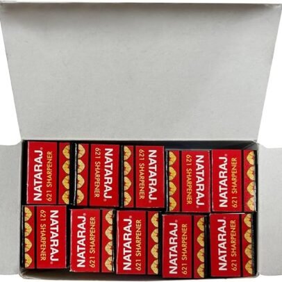 Nataraj 621 sharpeners pack of 20 colorful plastic pencil sharpeners with sharp steel blades for students and office use.