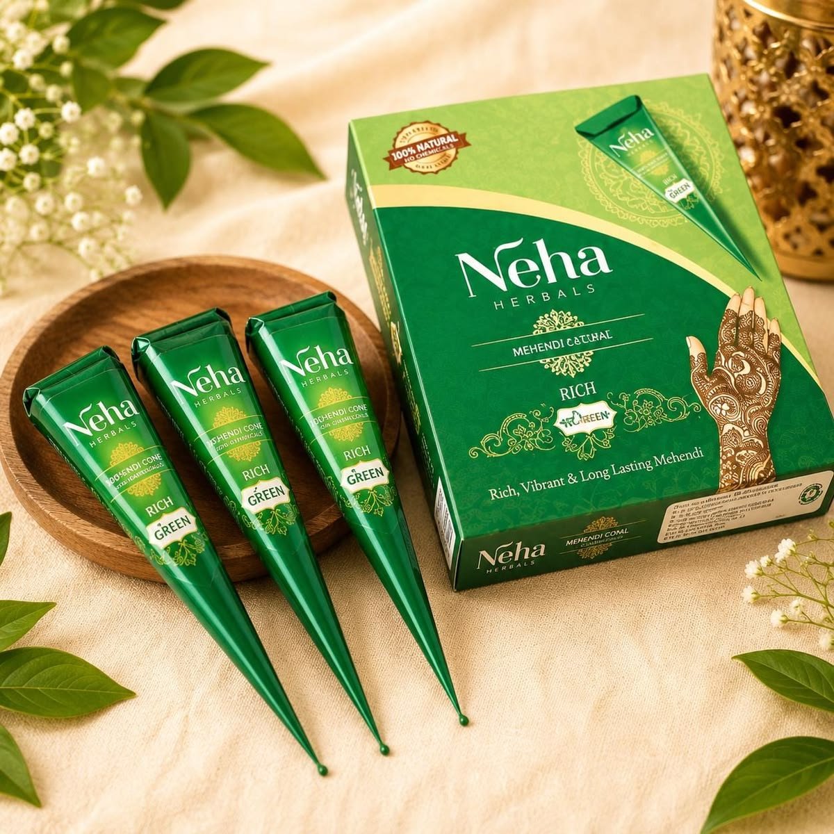 Neha Premium Herbal Mehndi Cones Pack of 12 for Bridal & Festive Designs - Image 7