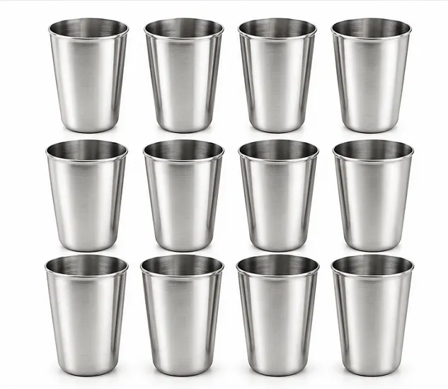 Stainless Steel Drinking Glass Set Pack of 12 | Premium Steel Tumblers for Water, Juice, Milk & Daily Use - Image 6