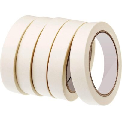Pack of 24 masking tape rolls 6mm x 20m white paper adhesive tape for painting, DIY crafts, labeling and office use.