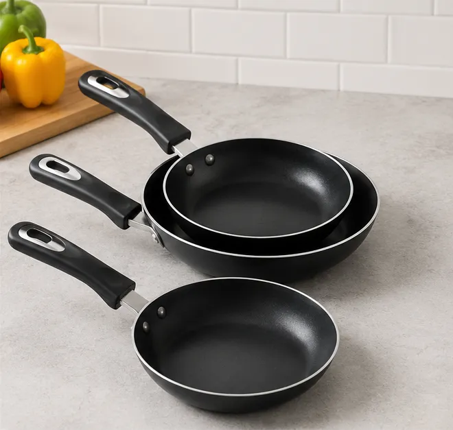 Non-Stick Fry Pan Set Pack of 3 – Multipurpose Cooking Pan Combo - Image 5