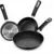 Pack of 3 non-stick fry pans with ergonomic handles