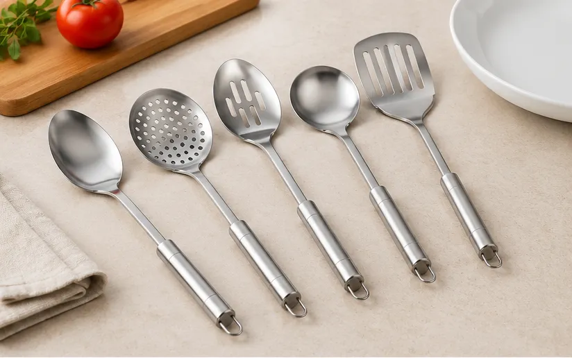 Stainless Steel Kitchen Utensil Set Pack of 5 – Cooking & Serving Tools - Image 4