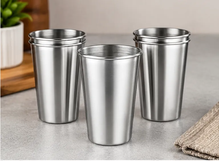 Stainless Steel Tumbler Glass Set Pack of 6 – Reusable Drinking Glasses - Image 2