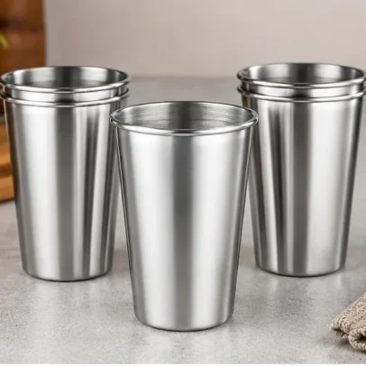 Pack of 6 stainless steel tumbler drinking glasses
