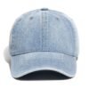 Vintage washed denim baseball cap with distressed curved brim and adjustable fit for casual fashion, travel, sports and outdoor activities