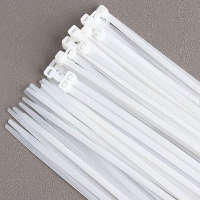 White nylon cable tie pack self locking zip ties for cable management