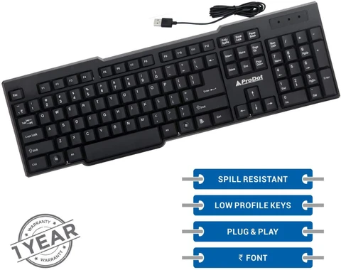 Prodot KB-207S Wired USB Standard Keyboard | 104 Soft Keys | Plug & Play | Spill-Resistant | Black - Image 4